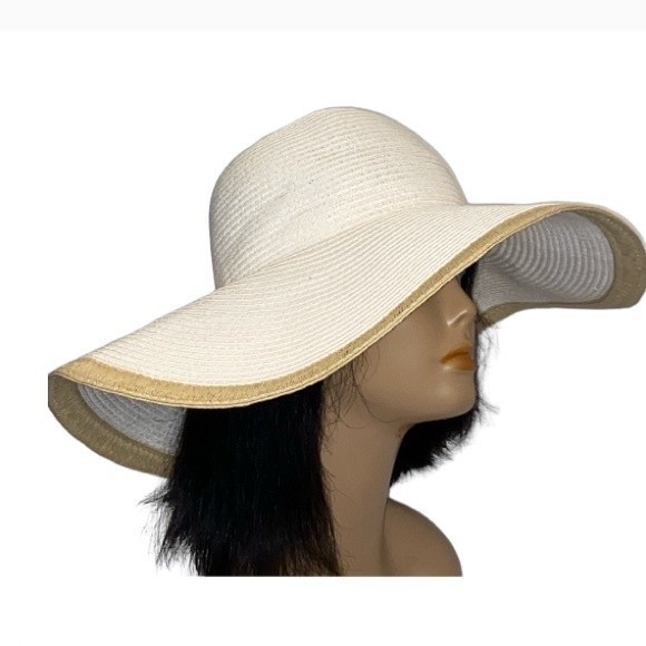 Target Floppy Straw Sun Hat cream tan boarder Summer Beachy Vacation Size OS - Picture 11 of 11